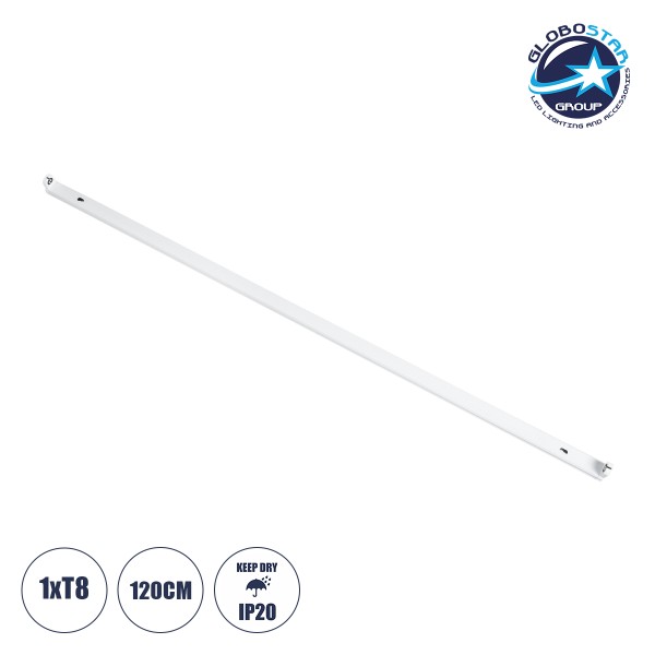 GloboStar® TUBATO 60149 Μεταλλικό Σκαφάκι για 1 x Λάμπα 120CM T8 G13 LED AC 220-240V IP20 Μ120 x Π3.4 x Υ4.3cm