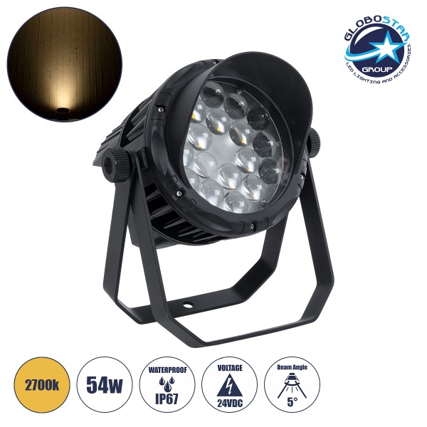 GloboStar® FLOOD-KARA 90818 Προβολέας Wall Washer Σποτ με Αντιθαμβωτική Γρίλια για Φωτισμό Κτιρίων LED 54W 6480lm 5° DC 24V Αδιάβροχο IP67 Μ28 x Π32 x H27cm Θερμό Λευκό 2700K - Γκρι Ανθρακί - 3 Χρόνια Εγγύηση