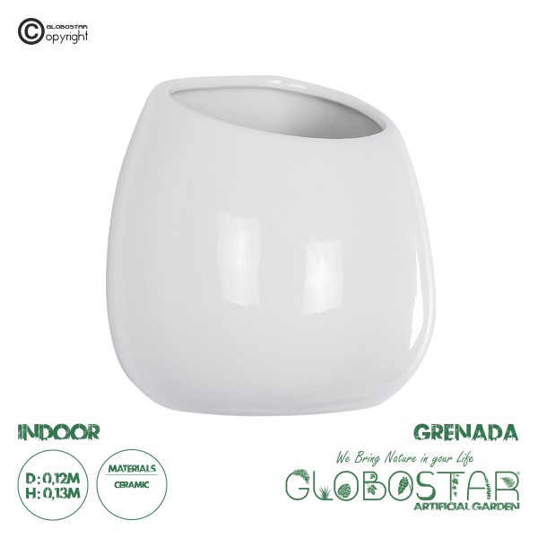 GloboStar® Artificial Garden GRENADA 20537 Διακοσμητική Κεραμική Γλάστρα Λευκή Φ12 x Υ13