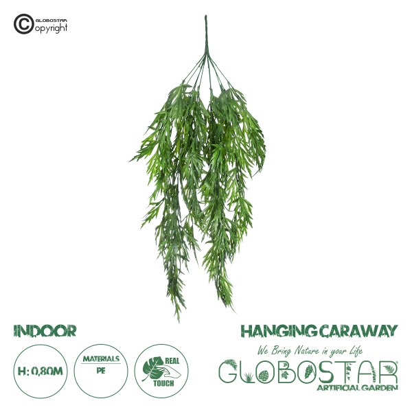 GloboStar® Artificial Garden  CARAWAY HANGING BRANCH 20617 Τεχνητό Κρεμαστό Διακοσμητικό Κρεμαστό κλαδί Κυμινο  Y80cm Σετ 2 τεμαχίων