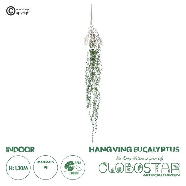 GloboStar® Artificial Garden EUCALYPTUS HANGING PLANT 20618 Τεχνητό Διακοσμητικό Κρεμαστό Φυτό Ευκάλυπτος Υ130cm