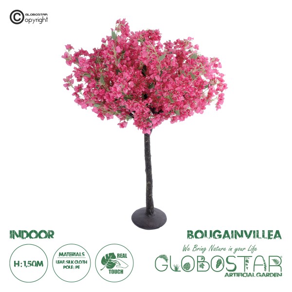 GloboStar® Artificial Garden BOUGAUVILLEA 20669 Τεχνητό Διακοσμητικό Δέντρο με Ανθη Μπουκανβίλιας Φουξ Υ150cm