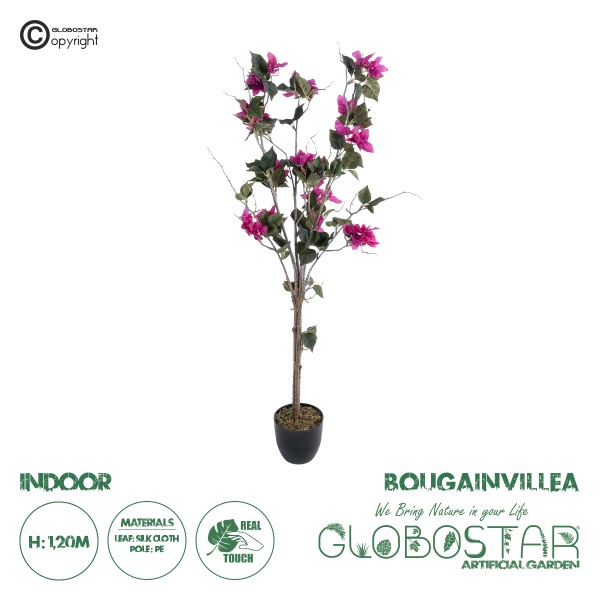 GloboStar® Artificial Garden BOUGAUVILLEA 20674 Τεχνητό Διακοσμητικό Φυτό με Ανθη Μπουκανβίλιας Φουξ Υ120cm