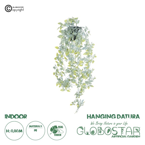 GloboStar® Artificial Garden HANGING DATURA 20864 Τεχνητό Κρεμαστό Διακοσμητικό Φυτό Δατούρα  Φ24 x Y80cm