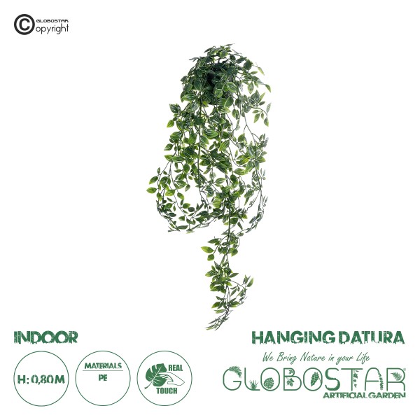 GloboStar® Artificial Garden HANGING DATURA 20865 Τεχνητό Κρεμαστό Διακοσμητικό Φυτό Δατούρα  Φ26 x Y80cm