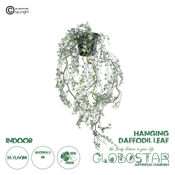 GloboStar® Artificial Garden HANGING DAFFODIL LEAF 20873 - Τεχνητό Κρεμαστό Διακοσμητικό Φυτό Φύλλο Νάρκισσου Φ25 x Y60cm
