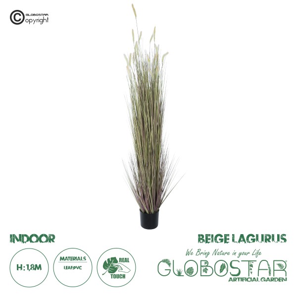 GloboStar® Artificial Garden BEIGE LAGURUS 21104 Διακοσμητικό Φυτό Μπεζ Λαγοουρά Υ180cm