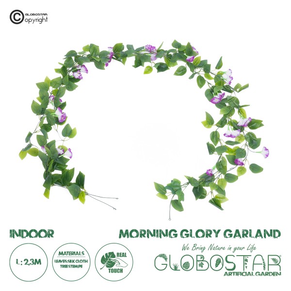 GloboStar® Artificial Garden MORNING GLORY GARLAND 21152 Τεχνητή Διακοσμητική Γυρλάντα Ορτανσίας Φ20 x Υ230cm Σετ 2 τεμαχίων