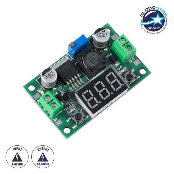 GloboStar® 73111 Ρυθμιστής Τάσης - Voltage Regulator DC Converter Module - Input DC4-40V / Output DC1.3-37V Max Load 3A Μ5.5 x Π3.5 x Υ1.2cm