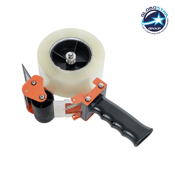 GloboStar® 79951 Επαγγελματική Μηχανή Ταινίας Συσκευασίας Χειρός DELI Μ16.5 x Π7.8 x Υ24cm - Πορτοκαλί & Μαύρο