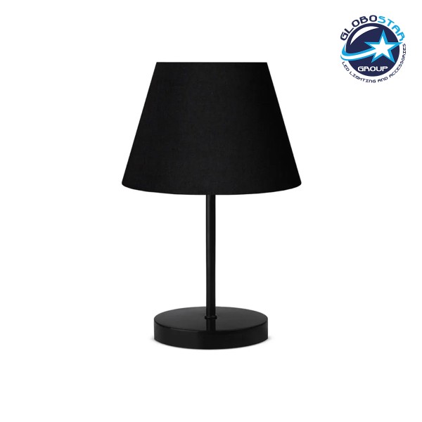 GloboStar® LARA 204-0074 Μοντέρνο Eπιτραπέζιο Φωτιστικό Πορτατίφ Μονόφωτο 1 x E27 IP20 Μαύρο Αλουμίνιο με Μαύρο Ύφασμα - Μ22 x Π22 x Υ36cm