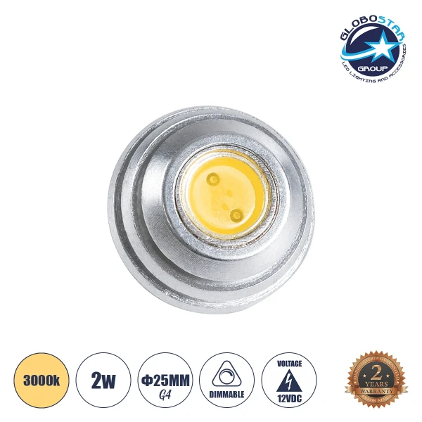 GloboStar® 76113 Λάμπα G4 LED COB 2W 190lm 120° DC 12V UFO Θερμό Λευκό 3000K