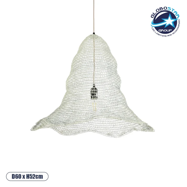 GLOBOSTAR® KENTUCKY 01892 Vintage Κρεμαστό Φωτιστικό Οροφής με Ντουί 1 x E27 AC 220-240V IP20 - Λευκό - Μ60 x Π60 x Υ52cm