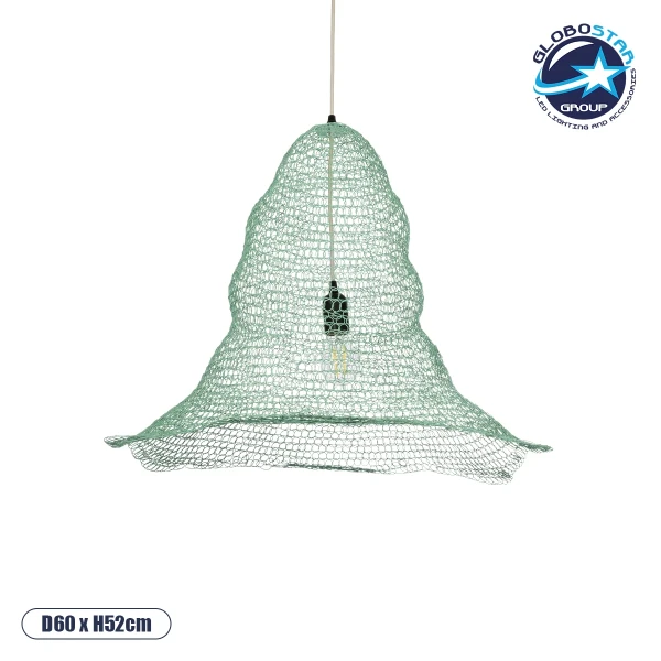 GLOBOSTAR® KENTUCKY 01894 Vintage Κρεμαστό Φωτιστικό Οροφής με Ντουί 1 x E27 AC 220-240V IP20 - Τιρκουάζ - Μ60 x Π60 x Υ52cm