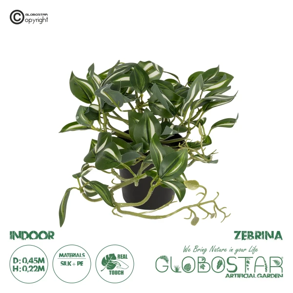 GloboStar® Artificial Garden ZEBRINA PLANT 20960 Διακοσμητικό Φυτό Ζεμπρίνα Φ45 x Υ22cm