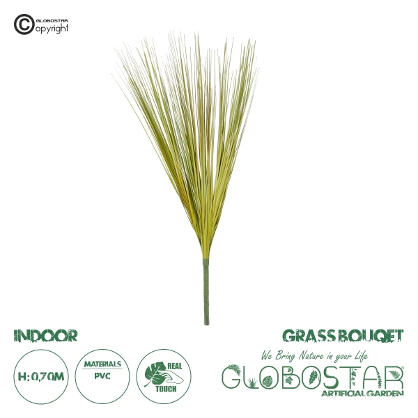 GloboStar® Artificial Garden GREEN GRASS BOUQUET 21161 Τεχνητό Διακοσμητικό Μπουκέτο Grass Πράσινο Y70cm
