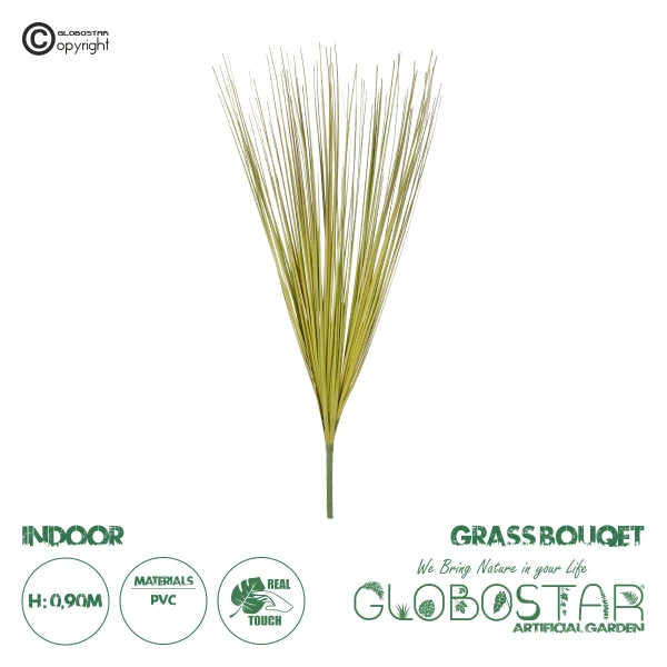 GloboStar® Artificial Garden GREEN GRASS BOUQUET 21164 Τεχνητό Διακοσμητικό Μπουκέτο Grass Πράσινο Y90cm