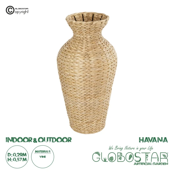 GloboStar® Artificial Garden HAVANA 21229 Διακοσμητικό Πλεκτό Καλάθι - Κασπώ Γλάστρα - Flower Pot Μπεζ Π29 x M29 x Υ57cm