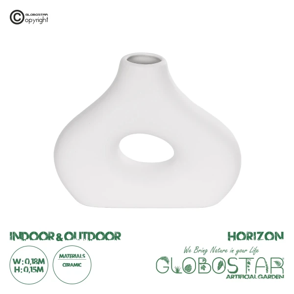 GloboStar® Artificial Garden HORIZON 21253 Διακοσμητικό Κεραμικό Βάζo Λευκό Π18 x Μ6 x Υ15 cm