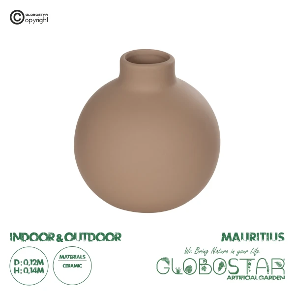 GloboStar® Artificial Garden MAURITIUS 21259 Διακοσμητικό Κεραμικό Βάζo ΚαφέΠ12 x Μ12 x Υ14 cm