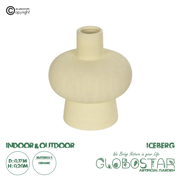 GloboStar® Artificial Garden ICEBERG 21263 Διακοσμητικό Κεραμικό Βάζo Μπεζ Π17 x Μ17 x Υ20cm