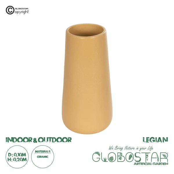 GloboStar® Artificial Garden LEGIAN 21268 Διακοσμητικό Κεραμικό Βάζo Πορτοκαλι Π10 x Μ10 x Υ20cm