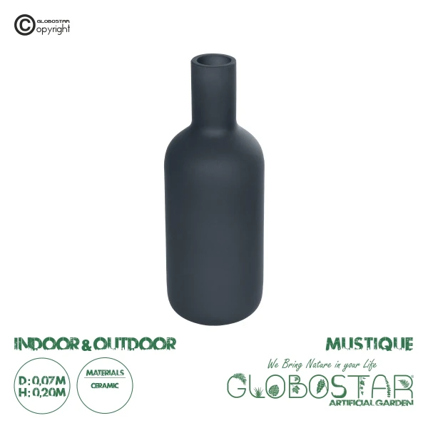 GloboStar® Artificial Garden MYSTIQUE 21275 Διακοσμητικό Κεραμικό Βάζo Γκρι Π7 x Μ7 x Υ20cm