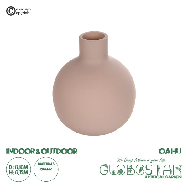 GloboStar® Artificial Garden OAHU 21277 Διακοσμητικό Κεραμικό Βάζo Ροζ Π10 x Μ10 x Υ12cm