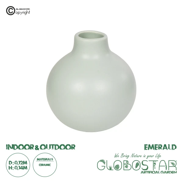 GloboStar® Artificial Garden EMERALD 21279 Διακοσμητικό Κεραμικό Βάζo Τιρκουάζ Π12 x Μ12 x Υ14cm