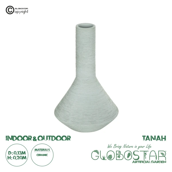 GloboStar® Artificial Garden TANAH 21282 Διακοσμητικό Κεραμικό Βάζo Γκρι Π13 x Μ13 x Υ20cm