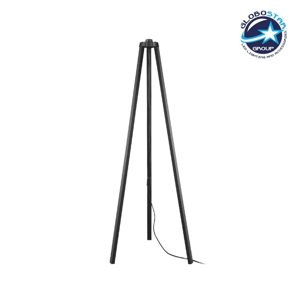 GloboStar® TRIPOD 203-0258 Μοντέρνο Επιδαπέδιο Φωτιστικό Μονόφωτο 1 x E27 IP20 Μαύρο Ξύλο - Μ38 x Π38 x Υ120cm