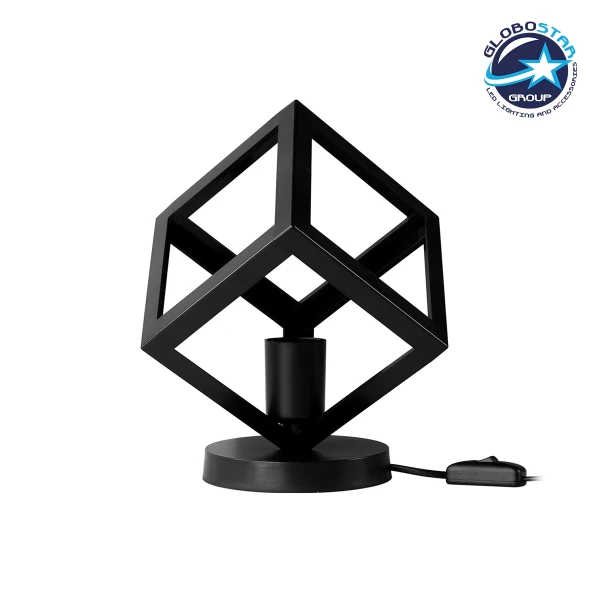GloboStar® DISE 203-0272 Μοντέρνο Eπιτραπέζιο Φωτιστικό Μονόφωτο 1 x E27 IP20 Μαύρο Πλαστικό - Μ28 x Π28 x Υ29cm