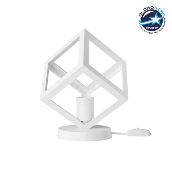 GloboStar® DISE 203-0273 Μοντέρνο Eπιτραπέζιο Φωτιστικό Μονόφωτο 1 x E27 IP20 Λευκό Πλαστικό - Μ28 x Π28 x Υ29cm