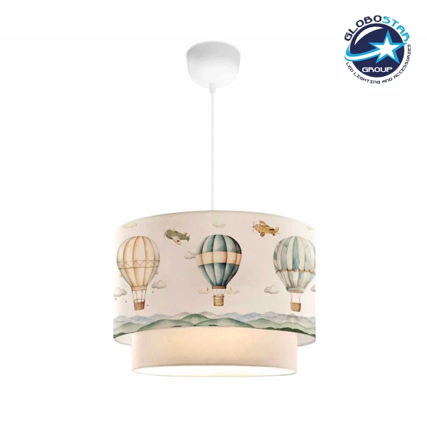 GLOBOSTAR® BALLON 204-0121 Παιδικό Κρεμαστό Φωτιστικό Οροφής με Ντουί 1 x E27 AC 220-240V IP20 - Πολύχρωμο - Μ30 x Π30 x Υ20cm