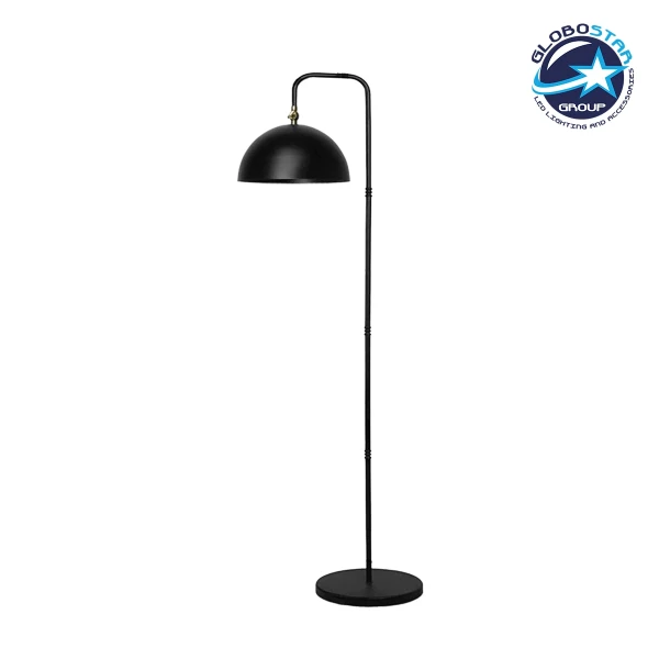 GloboStar® SNAKE 204-0128 Μοντέρνο Eπιδαπέδιο Φωτιστικό Μονόφωτο 1 x E27 IP20 Μαύρο Μέταλλο - Μ28 x Π21 x Υ151cm