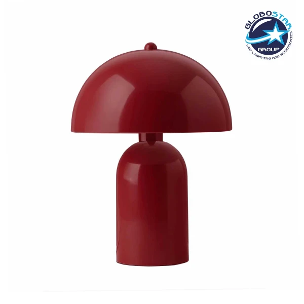 GloboStar® GASCO 204-0148 Μοντέρνο Eπιτραπέζιο Φωτιστικό Μονόφωτο 1 x e27 led IP20 Κόκκινο Μέταλλο - Μ25 x Π25 x Υ35cm