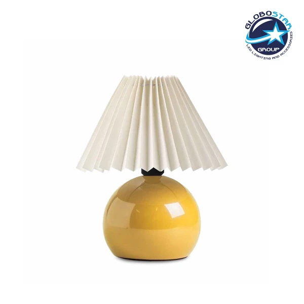 GloboStar® LISBON 204-0155 Μοντέρνο Eπιτραπέζιο Φωτιστικό Μονόφωτο 1 x e27 led IP20 Κίτρινο Μέταλλο - Μ22 x Π22 x Υ38cm