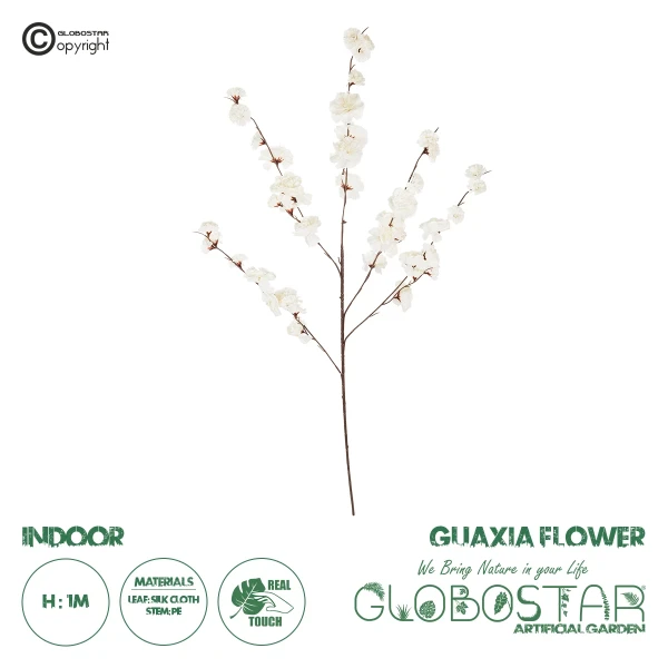 GloboStar® Artificial Garden WHITE GUAXIA FLOWER BRANCH 21456 Τεχνητό Διακοσμητικό Κλαδί Λευκή Γκουάβα Y100cm