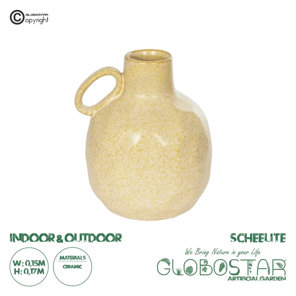 GloboStar® Artificial Garden SCHEELITE 21507 Διακοσμητικό Κεραμικό Βάζo Μπέζ Φ15 x Υ17 cm