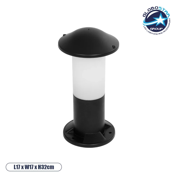 GloboStar® GARDENIO 203-0246 Μοντέρνο Επιδαπέδιο Φωτιστικό Κολωνάκι Κήπου Μονόφωτο 1 x E27 IP44 Μαύρο Πλαστικό - Μ15 x Π15 x Υ32cm