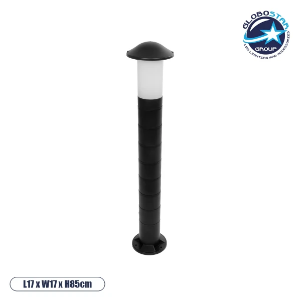 GloboStar® GARDENIO 203-0247 Μοντέρνο Επιδαπέδιο Φωτιστικό Κολωνάκι Κήπου Μονόφωτο 1 x E27 IP44 Μαύρο Πλαστικό - Μ15 x Π15 x Υ85cm