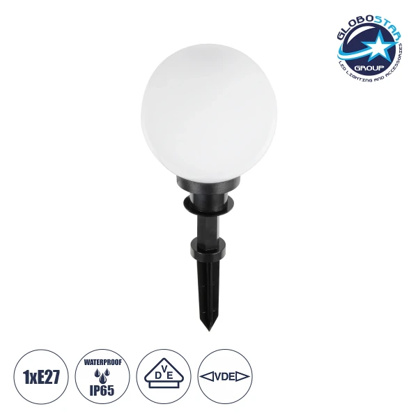 GLOBOSTAR® AGROS 61593 Φωτιστικό Κήπου / Καρφωτό με Ντουί 1 x E27 AC 220-240V Αδιάβροχο IP65 - Λευκό & Μάυρο - Μ20 x Π20 x Υ54cm