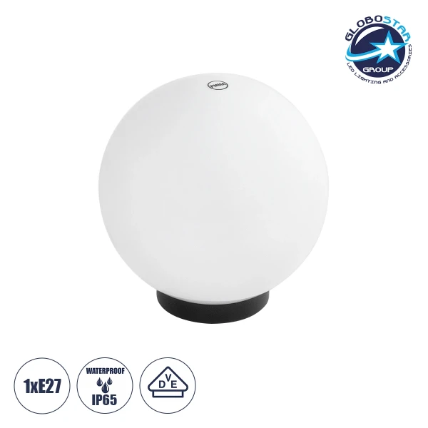 GLOBOSTAR® AGROS 61594 Φωτιστικό Κήπου με Ντουί 1 x E27 AC 220-240V Αδιάβροχο IP65 - Λευκό & Μάυρο - Μ20 x Π20 x Υ22cm