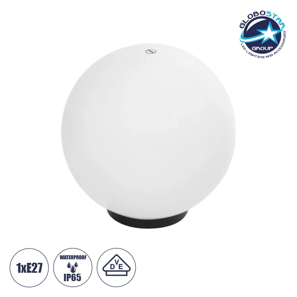 GLOBOSTAR® AGROS 61710 Φωτιστικό Κήπου με Ντουί 1 x E27 AC 220-240V Αδιάβροχο IP65 - Λευκό & Μάυρο - Μ30 x Π30 x Υ32cm