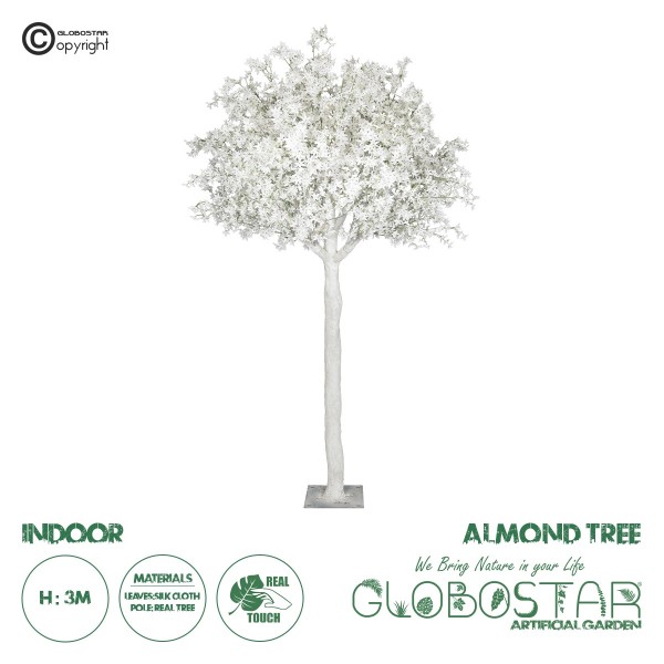 GloboStar® Artificial Garden ALMOND TREE 21114 Τεχνητό Διακοσμητικό Δέντρο Αμυγδαλιά Μ380 x Π380 x Υ300cm
