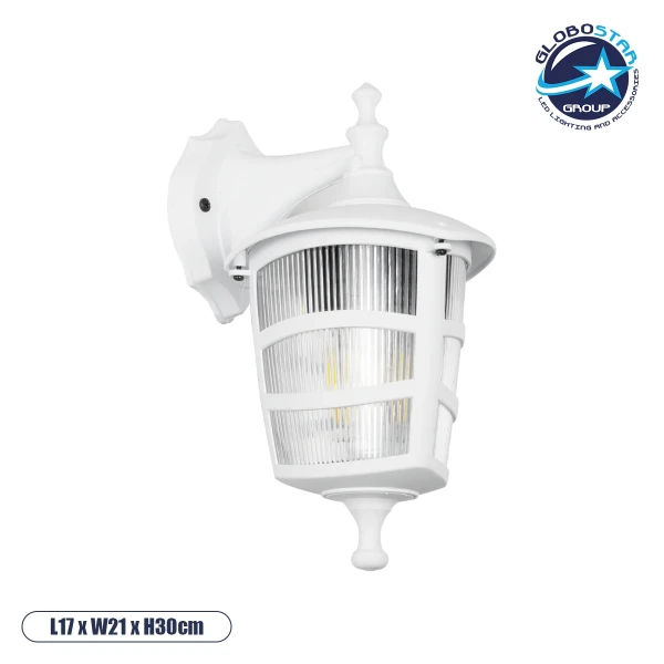 GloboStar® ZARDIN 203-0239 Vintage Επιτοίχιο Φωτιστικό Φαναράκι Μονόφωτο 1 x E27 IP44 Λευκό Πλαστικό - Μ22 x Π17 x Υ27cm