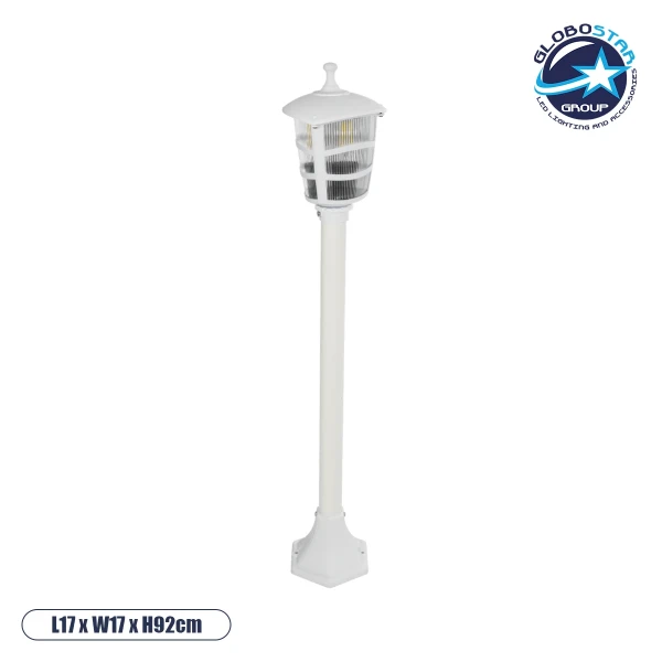 GloboStar® ZARDIN 203-0240 Vintage Επιδαπέδιο Φωτιστικό Κολωνάκι Κήπου Μονόφωτο 1 x E27 IP44 Λευκό & Διάφανο Πλαστικό - Μ16 x Π16 x Υ100cm