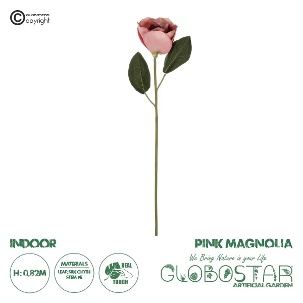 GloboStar® Artificial Garden PINK MAGNOLIA 21426 Τεχνητό Διακοσμητικό Κλαδί Ροζ Μανόλια Μ16 x Π10 x Υ82cm
