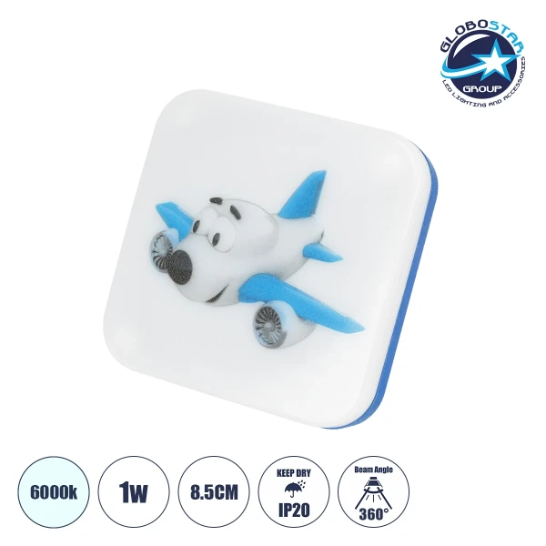 GloboStar® KIDDO 202-0003 Παιδικό Φωτιστικό Νυκτός LED 1W 95lm 120° AC220-240V IP20 Ψυχρό Λευκό 6000K - Μ5.5 x Π5.5 x Υ8cm - 2 Χρόνια Εγγύηση