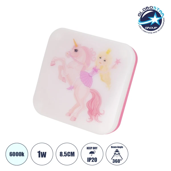 GloboStar® KIDDO 202-0005 Παιδικό Φωτιστικό Νυκτός LED 1W 95lm 120° AC220-240V IP20 Ψυχρό Λευκό 6000K - Μ5.5 x Π5.5 x Υ8cm - 2 Χρόνια Εγγύηση